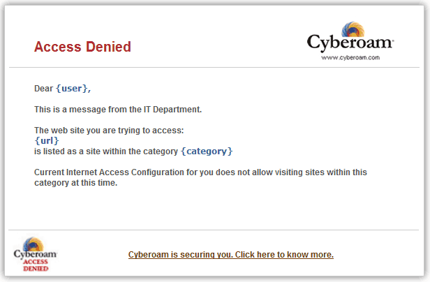 Cyberroam access denied message