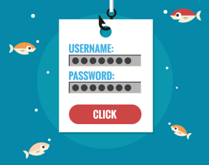 Fishes sorrunding a phishing schreen