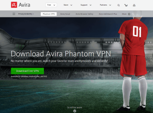 The main page of Avira Phantom VPN
