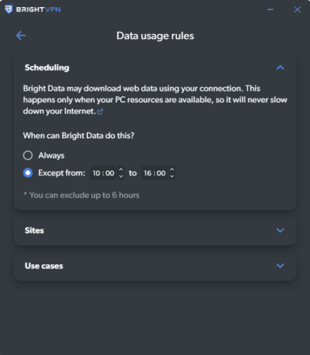 Bright VPN Data Collection Scheduling