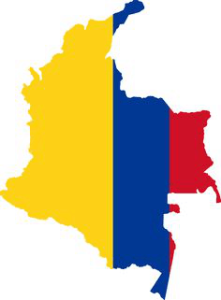 Colombia map with flag colors