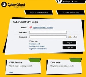 CyberGhost's VPN client software