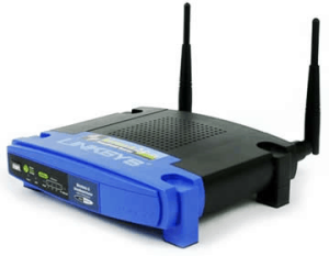 A blue DD-WRT router