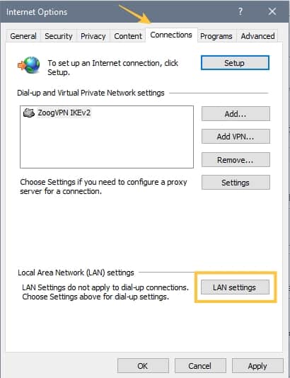 Enabling VPN in Internet Explorer 11 Step One Three