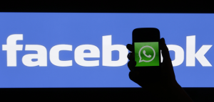 Facebook with a Whatsapp logo as one O letter
