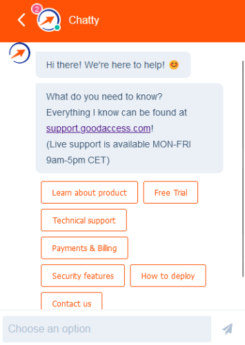 GoodAccess Chat Support