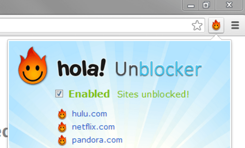 The browser app by Hola! in action