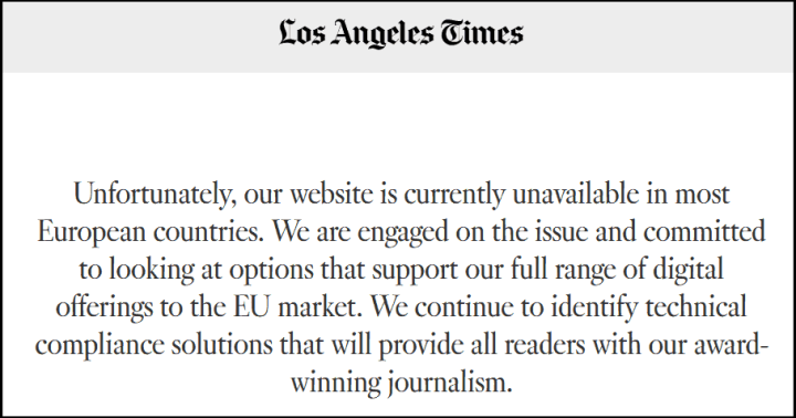 LA Times blocked Europe