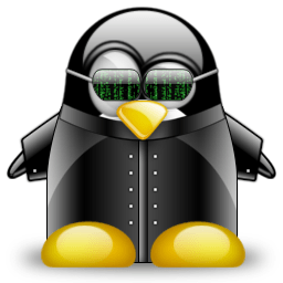 The mascot of Linux, a penguin in a hacker uniform