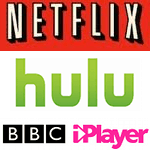 Media streaming services Netflix, Hulu, BBC iPlayer