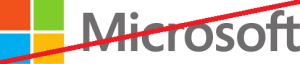 Microsoft logo with red line