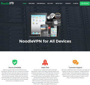 The main page of NoodleVPN