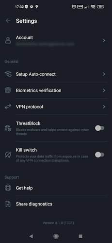 NordLayer Android App Settings