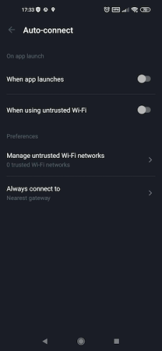 NordLayer Android App Auto-Connect Settings