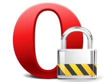 Opera logo with a lock