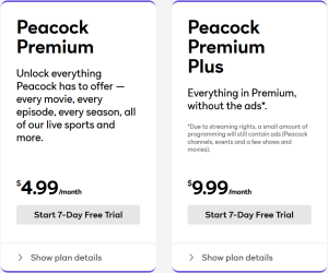 Peacock pricing