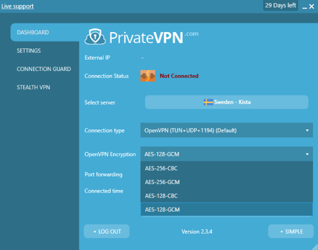 PrivateVPN Dashboard Version
