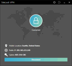 SiteLock VPN desktop interface
