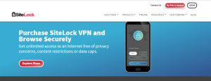 SiteLock VPN home page