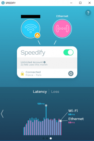Speedify's Latency on Two Connections