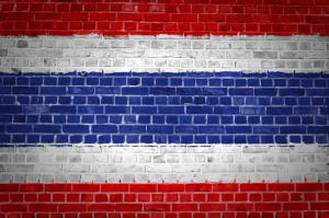 Brickwall colored as the Thai flag
