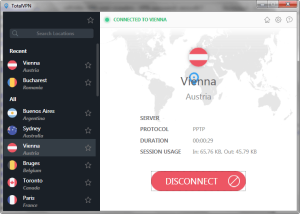 Windows client connected to Austrian VPN server