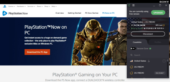 Using VPN with Playstation Now