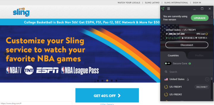 Streaming Sling TV with a VPN