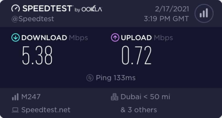 VeePN Dubai Speed Test