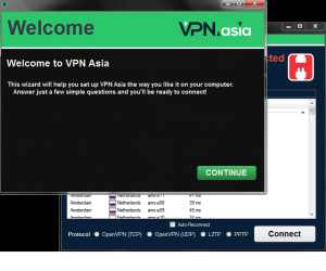 VPN.asia's setup Wizard is a pleasant experience