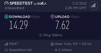 WeVPN Speed Test New York