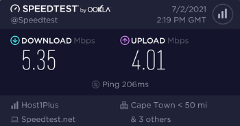 WeVPN Speed Test South Africa