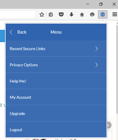 Windscribe browser extension settings