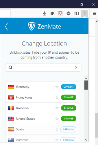 ZenMate's Browser Extension